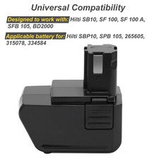 9.6V 3500mAh Batterie pour Hilti SB10 SBP10 SFB105 SF 100 SF100A 315078 334584