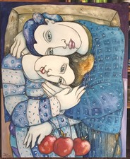 tableau art contemporain alain Day  .Un amour haut comme trois pommes.