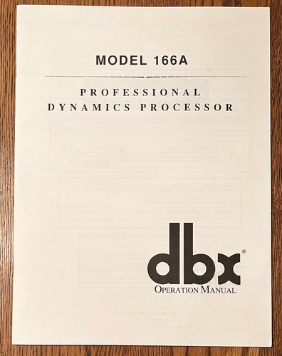 Dbx 166a professional - dbx, dynamics