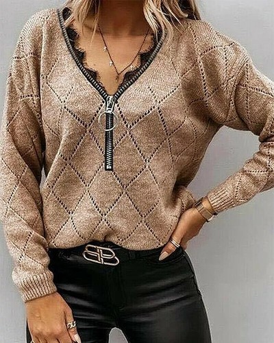 Pull jersey cardigan - jersey, dos
