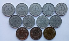 Lot 12 Pièces 5 Frs LAVRILLIER 33-35 NICKEL 45 BR/ALU... 45-46-46B-47-47B-48...