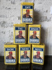 BANANIA  Lot de 6 Boites anciennes tole lithographiée années 70