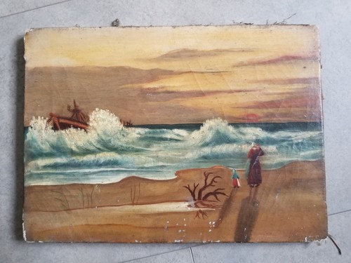 Peinture ancienne naïve - h/t,