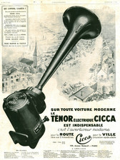 Publicité ancienne automobile avertisseur Cicca 1928 issue de magazine
