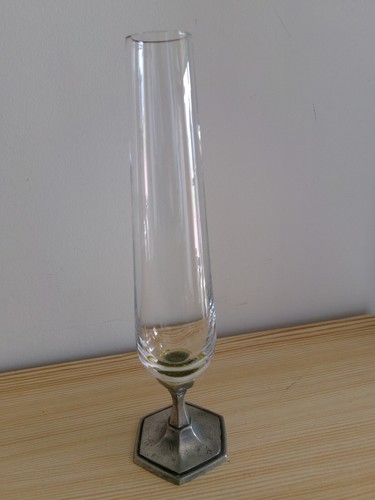 Vase verre pied étain - vase,