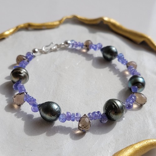Bracelet argent perle - bracelet, noire
