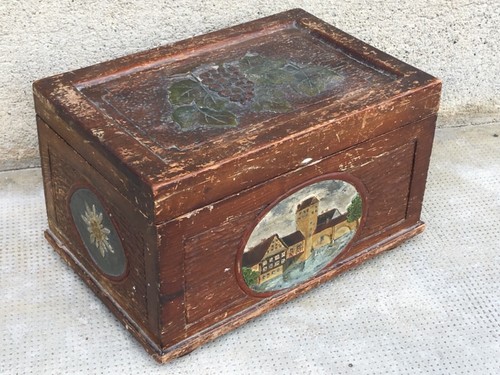 Ancien coffret bois - coffret, sculpté