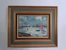 Fernand Herbo , Le port de Croix de Vie , Huile sur carton , XX°.