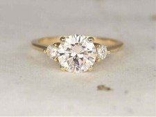 Bague de fiançailles en diamant simulé taille ronde 2 carats, 3 pierres,...