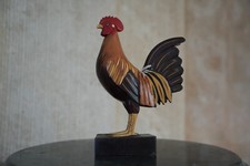 Coq en bois sculpté et peint à la main