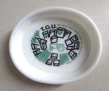 Cendrier publicitaire ovale en verre T.O.U. BP Une seule huile pour tracteurs