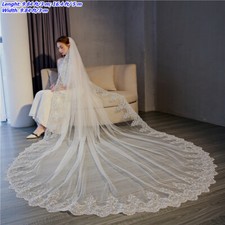 Mariage Voiles Floral Complet Dentelle Bord Cathedral avec Métal Peigne 3M 5m