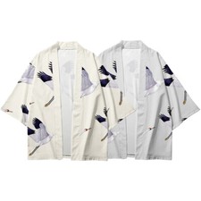 Hommes Kimono Yukata Surdimensionné Robe Happi Manteau Haori Haut Chemise Gilet