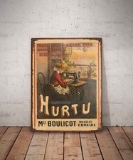 Plaque métal vintage Hurtu machine à coudre Décoration Déco publicité affiche