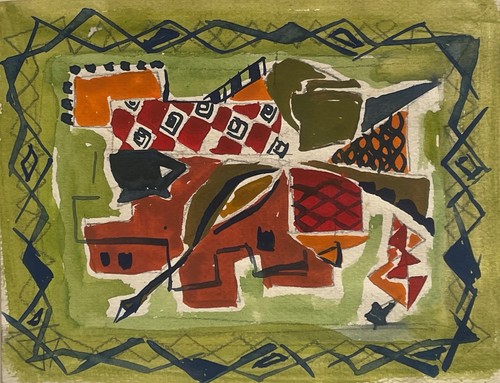 Abstraction gouache vers 1960