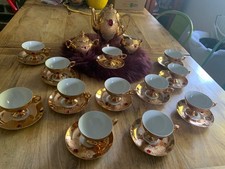 service à café ou thé en porcelaine et dorure FLORES Bavaria Italie