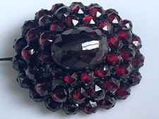 ANCIEN Broche grenats BOHÈME ANTIQUE Garnet brooch Granat Brosche Tombak