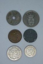 ORE - KRONE FROM DENMARK/DANMARK 1 KRONE,ORE 2*25,10,5,2