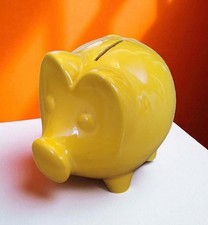 Vintage Tirelire GERMANY cochon Jaune Moutarde Ancienne