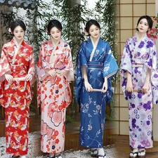 Japonais Femme Kimono Satin Floral Yukata Mariée Nightgown Pyjama Déguisements