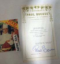 Objet ancien menu dédicassé Paul Bocuse livre cuisine Escoffier Altes Kochbuch