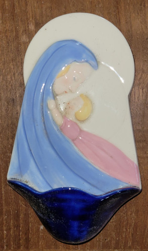 Benitier faience vierge - en, et