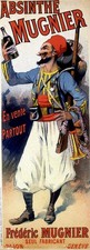 e Affiche publicitaire pour l'absinthe Mugnier (22 x 60 cm)
