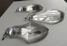 3 Anciennes Grosses Pampilles Gouttes à pans coupés Cristal pour Lustre Baccarat