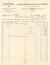 1930 FABRIQUE DE MOUCHOIRS BLANCS ET COULEURS ANCIENS ETS JULES MORIN A CHOLET