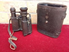 Très ancienne paire de jumelles militaire 8 X 25 avec étui en cuir rigide