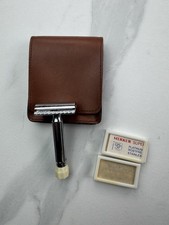 Rasoir de sûreté vintage Merkur Progress étui cuir lames -Allemagne De Louest
