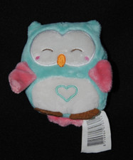 Peluche doudou chouette hibou ACTION ZD TRADING bleu rose blanc 10 cm TTBE