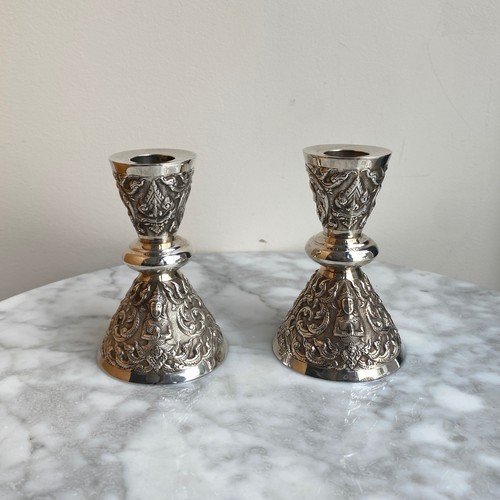 Paire bougeoirs argent - de,