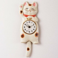 Pendule murale manekineko porcelaine japonaise SETO Ware chat chanceux Japon ...