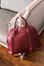 Hermès Paris modèle bolide 35 en cuir courchevel bordeaux