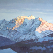 Mont Blanc.  Les sommets des Alpes. Peinture à l'huile sur toile. 50*50