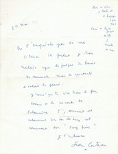Jean COCTEAU - Lettre