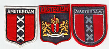 3 ECUSSONS AMSTERDAM HOLLANDE PAYS BAS 6X5 Cm 2 brodés 1 feutrine