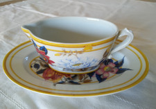 SAUCIÈRE PORCELAINE DE PARIS AURORE TROPICALE VINTAGE fleurs bambou 