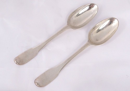 Paire cuillères argent massif