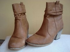 BOTTINE  A TALON MARRON CLAIR FAUVE P 37 TBE 