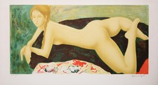 Alain BONNEFOIT : Femme nue au Divan - Lithographie originale signée