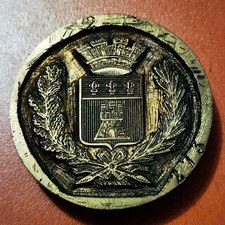 Matrice Sceau Cachet en Bronze Armoirie & Blason Couronne Ville TOURNAI ? 72 gr