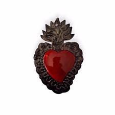 Coeur ex-voto mexicain rouge