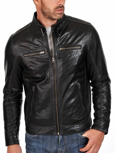 Manteau zippé veste moto - zippé, de