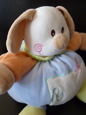 97. DOUDOU BOULE MGM DODO D'AMOUR CHIEN LAPIN ABC BLEU ORANGE VER 29c lire TTBE