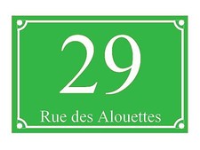 plaque pvc numero de rue ou de maison 150x100mm vert clair