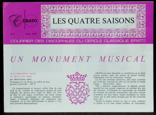 Plaquette promotion erato - promotion,