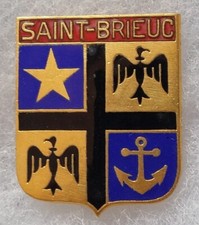 Blason Ville de SAINT BRIEUC insigne ancre marine ancien en émail authentique