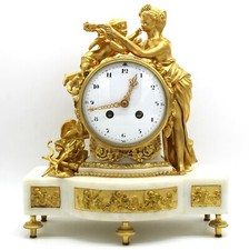 Horloge Pendule d'époque Napoleone III - en Bronze doré et marbre - 19ème siècle
